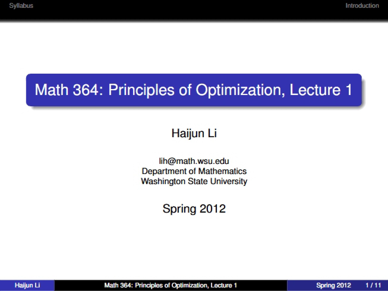 Optimization Principles