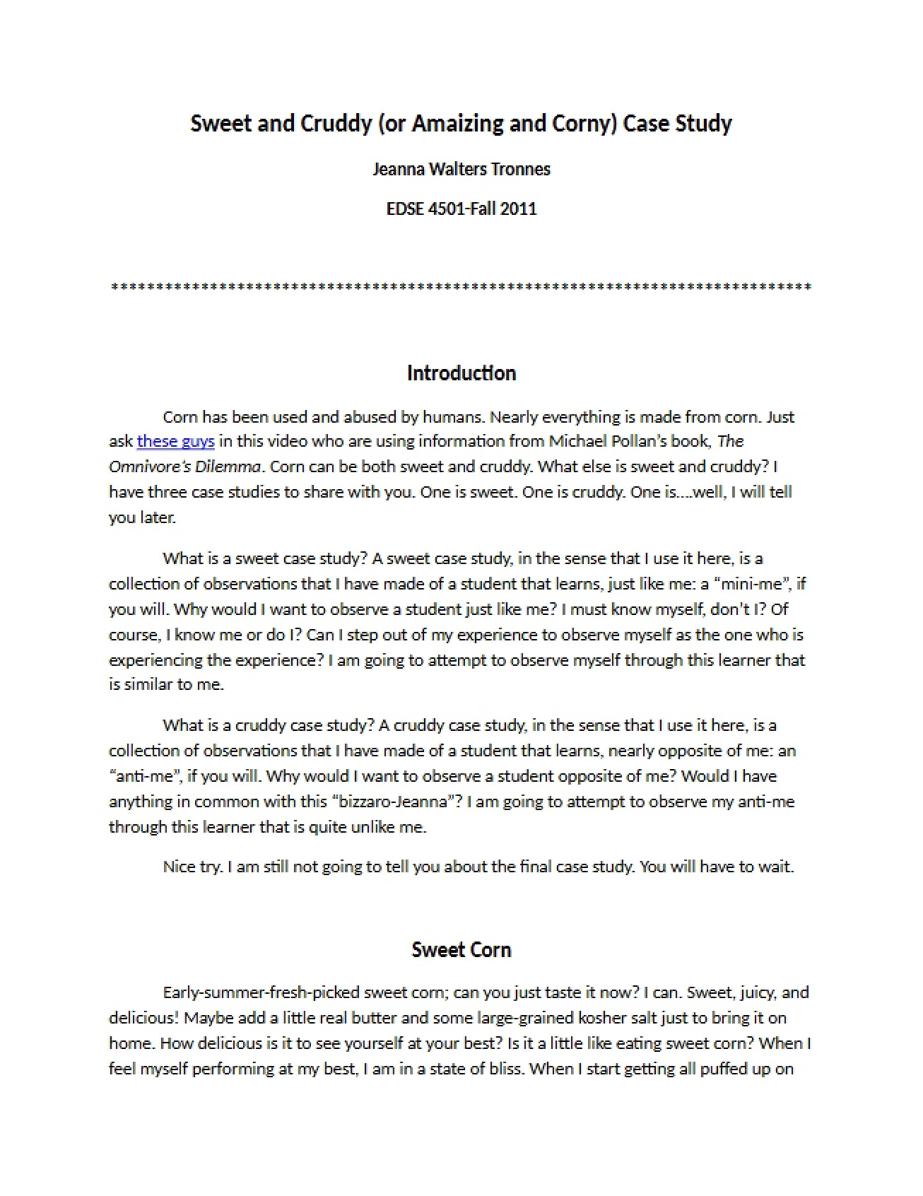 Case Study Sweet and Cruddy