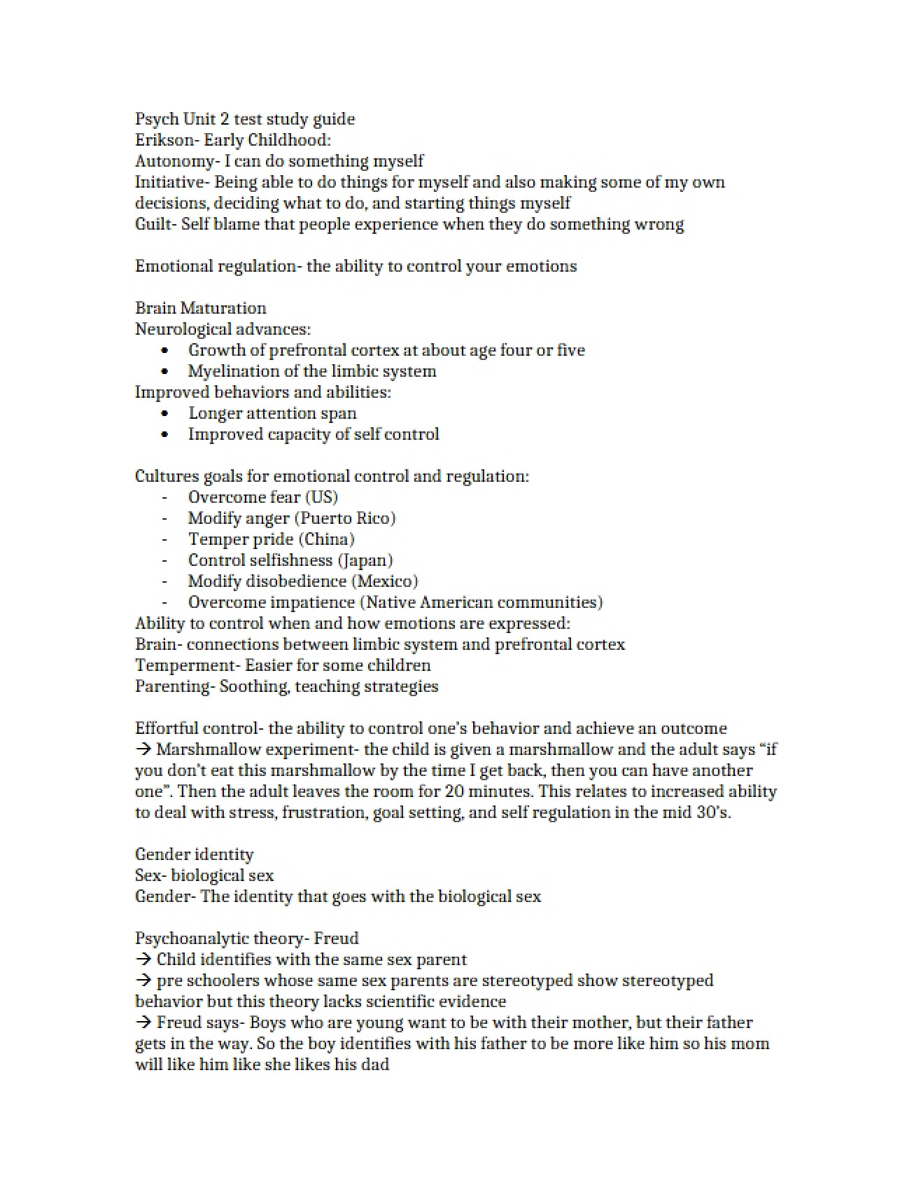 Study Guide for the Second Psychology Unit Test