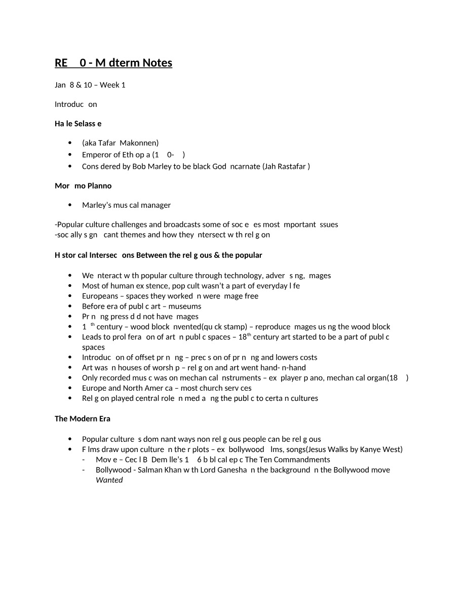RE220 Midterm Study Notes