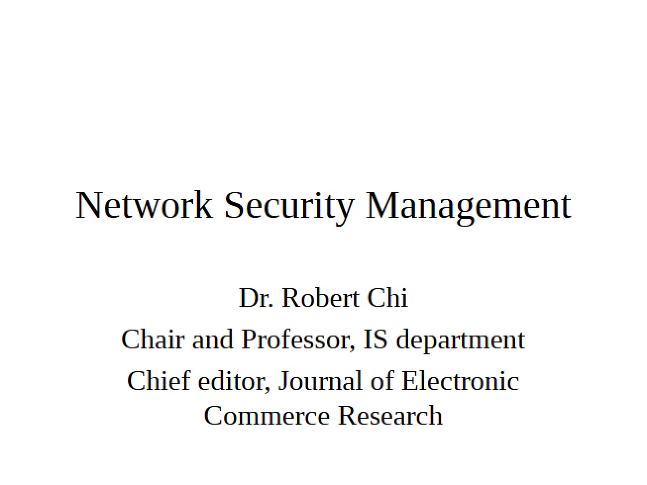 Managing Network Security
