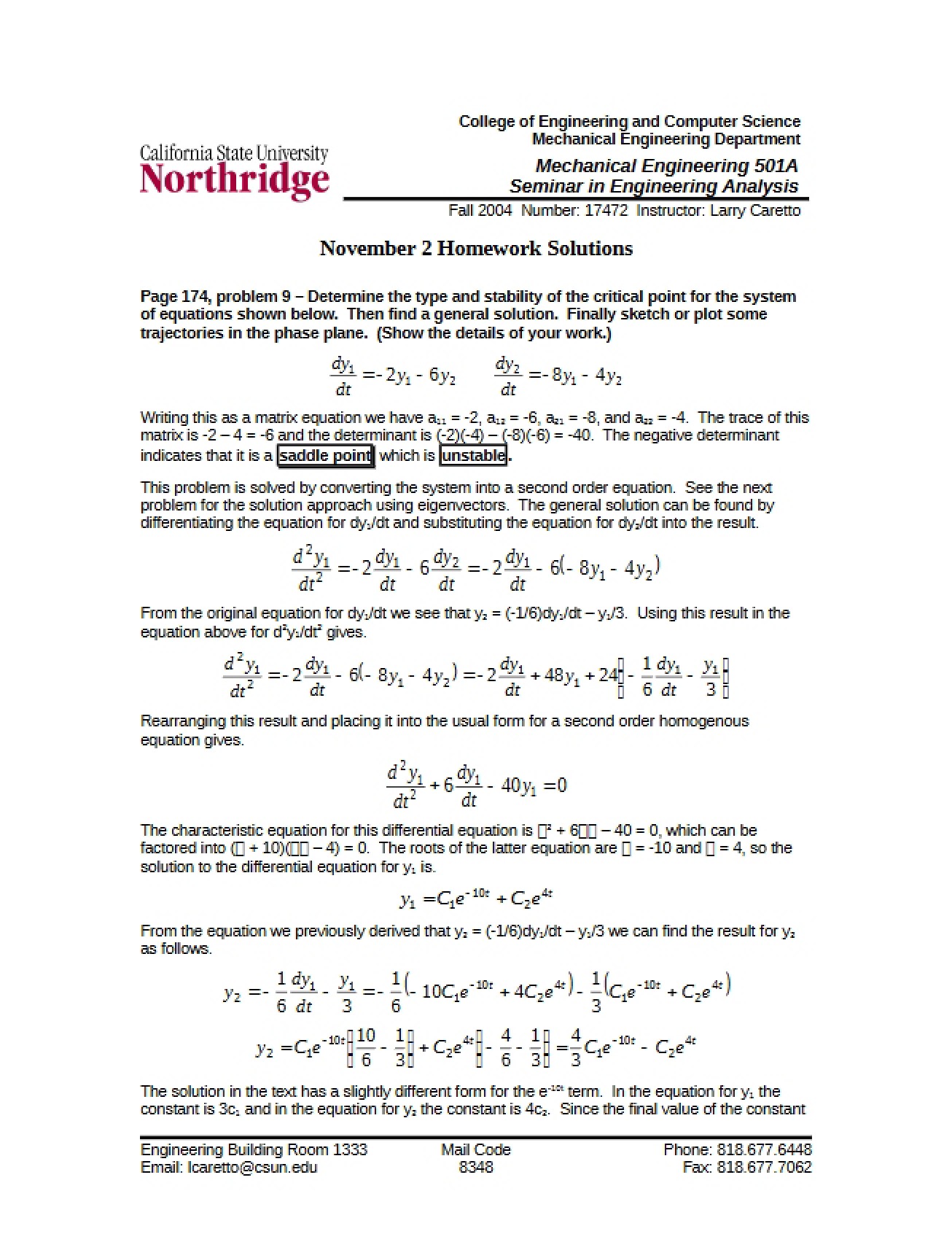 Engineering Analysis Homework Solutions (v2)