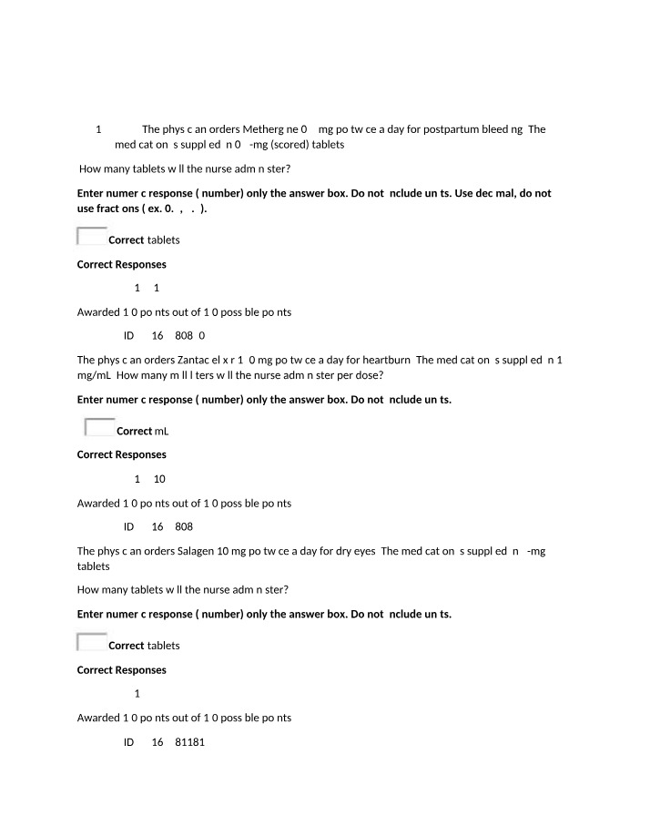 Nursing Practice Problems for Medication Dosage Calculation