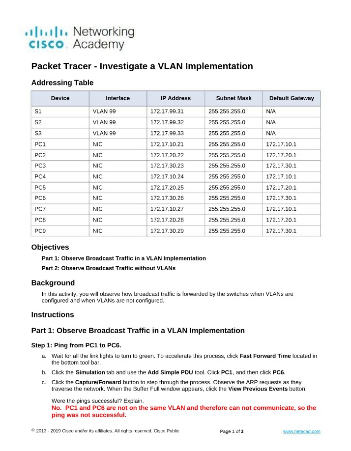 Investigating VLAN Implementation in Packet Tracer