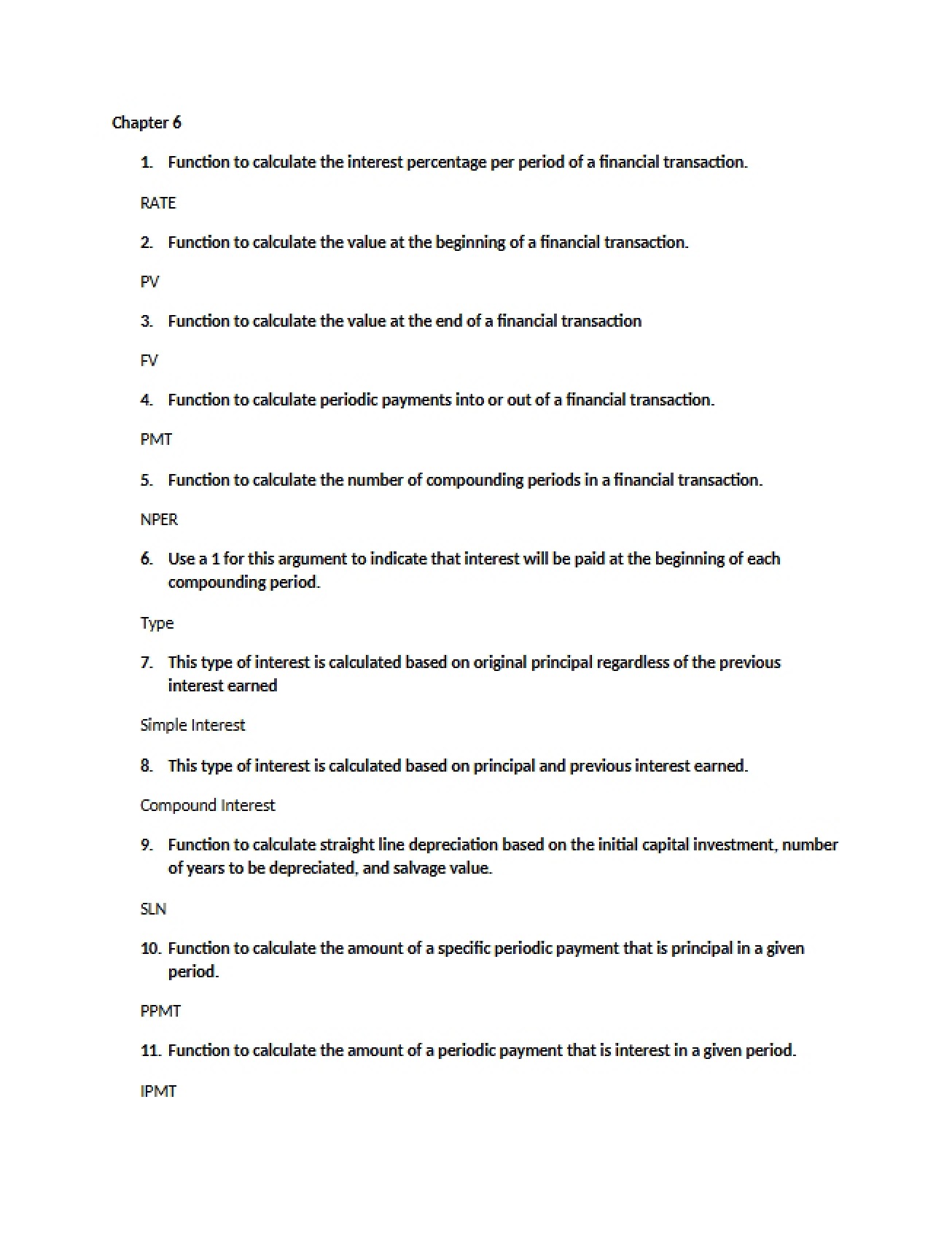 Spreadsheets Chapter Six Section H
