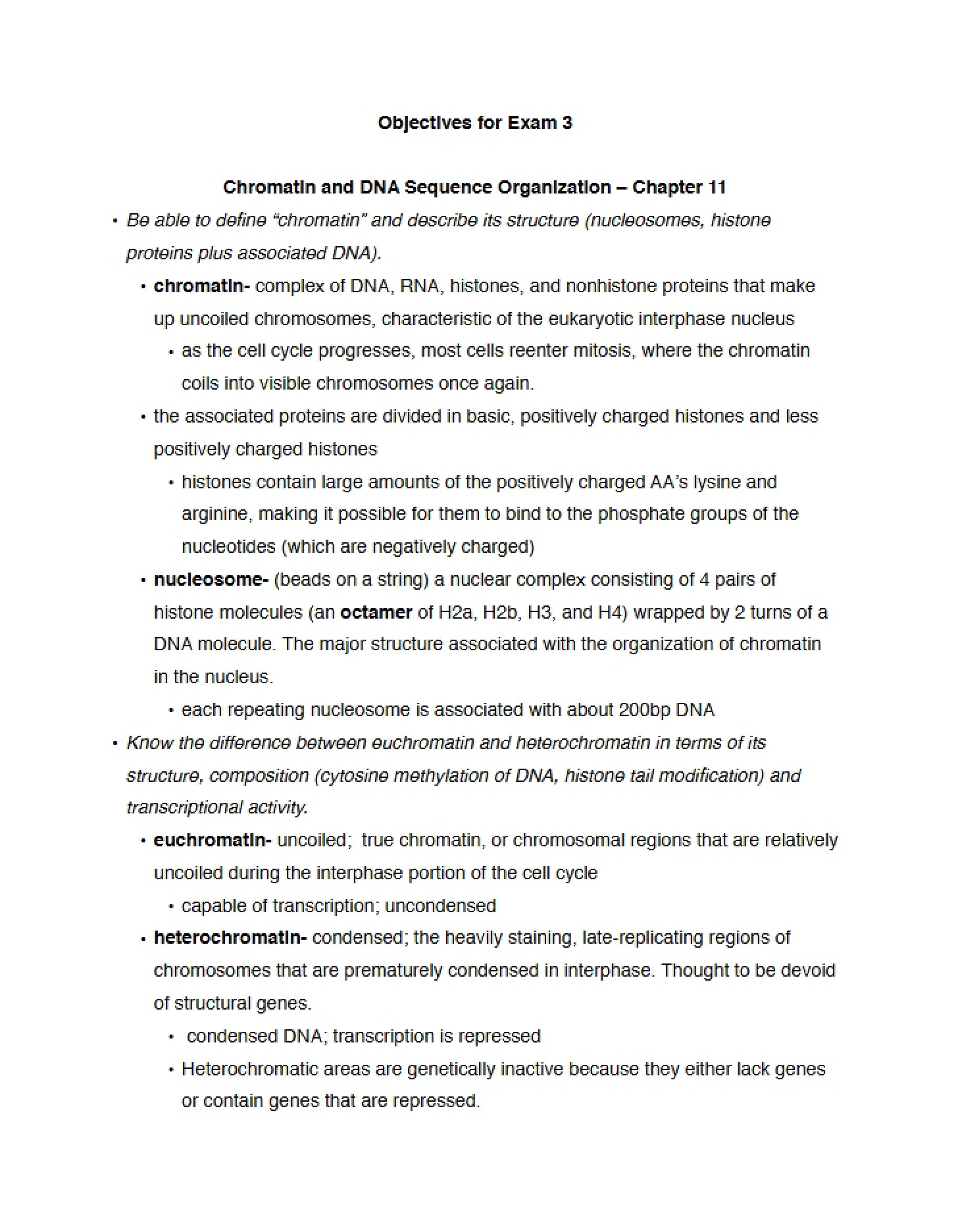 DNA Sequence Organization and Chromatin (Chapter 11)