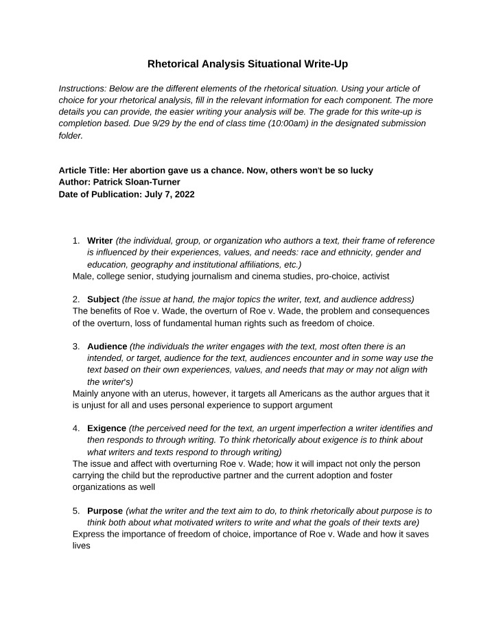 Situational Write-Up - Rhetorical Analysis