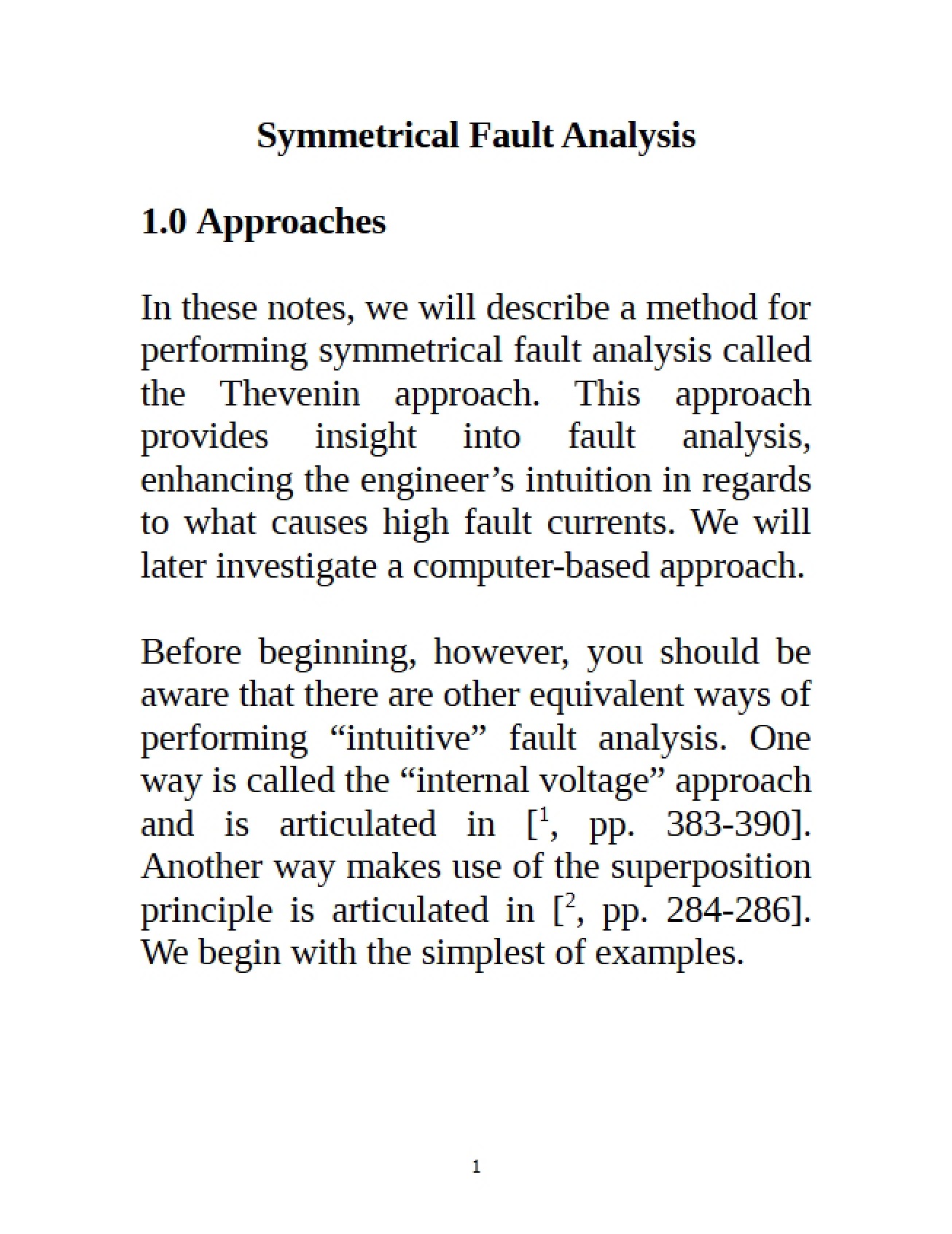Analysis of Symmetrical Faults