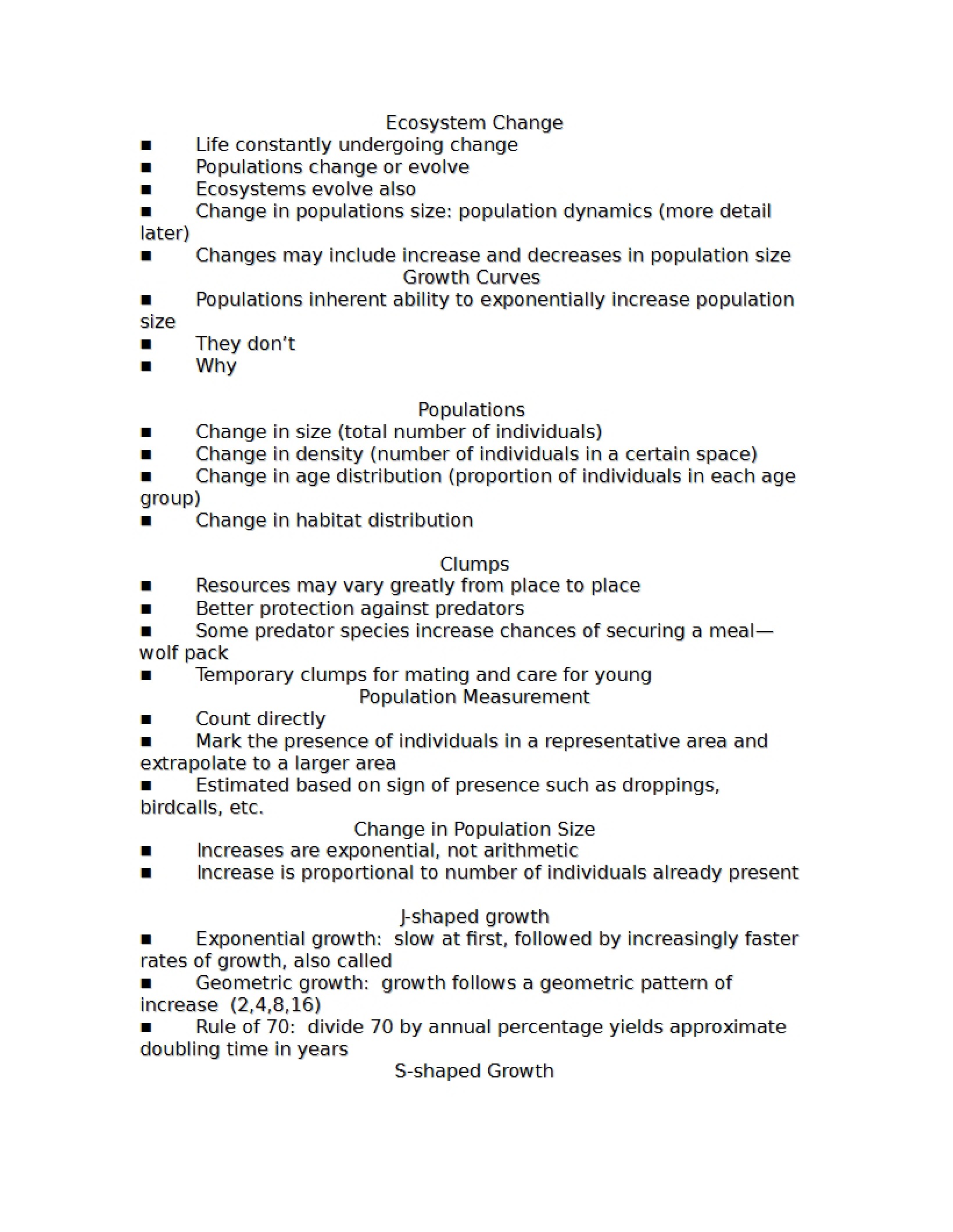 Changes in Ecosystems