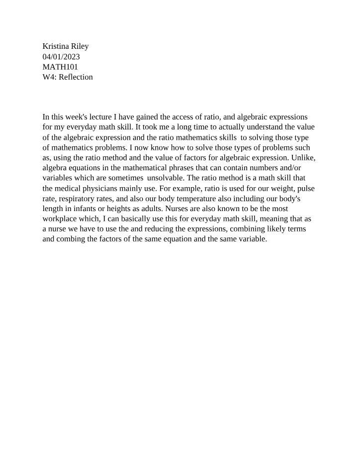 Week 4 Reflection