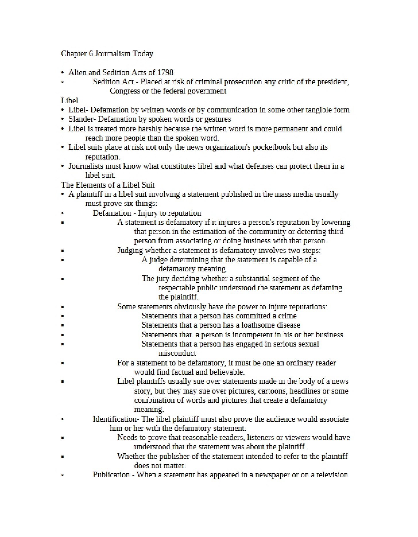 Chapter Six Notes