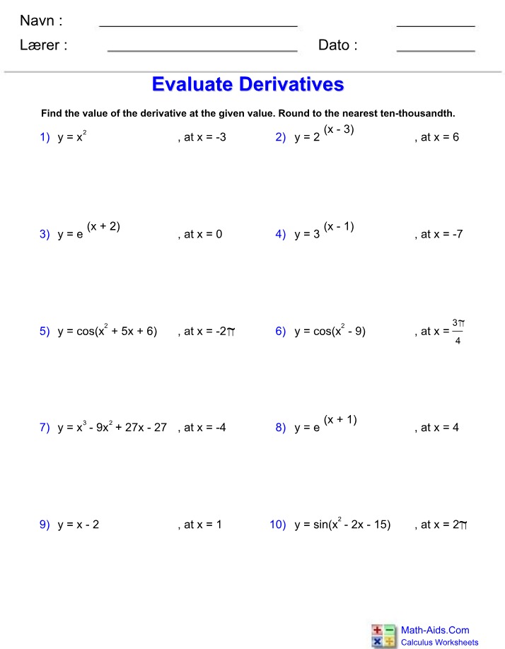 Evaluating Derivatives