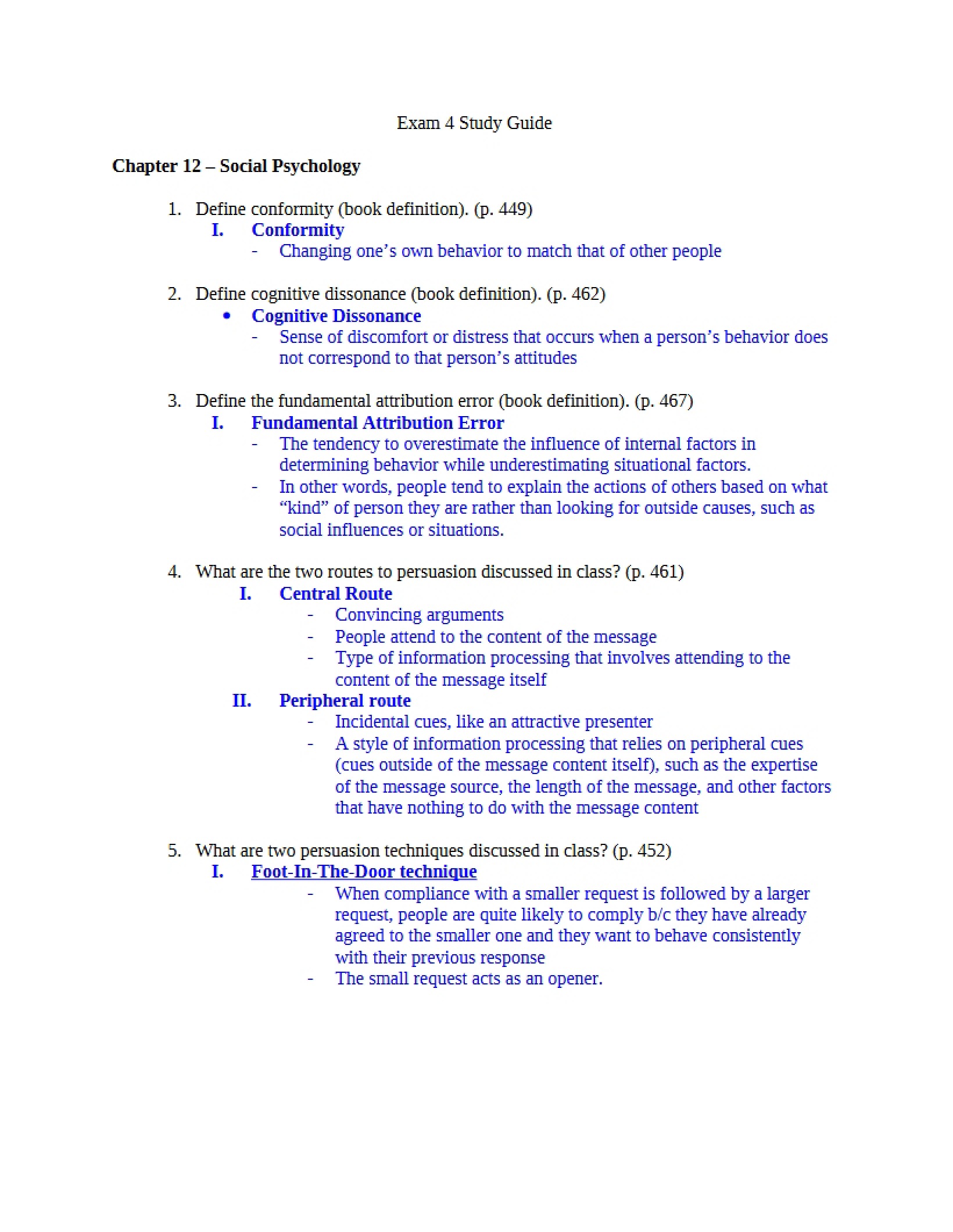 Guide for Exam 4