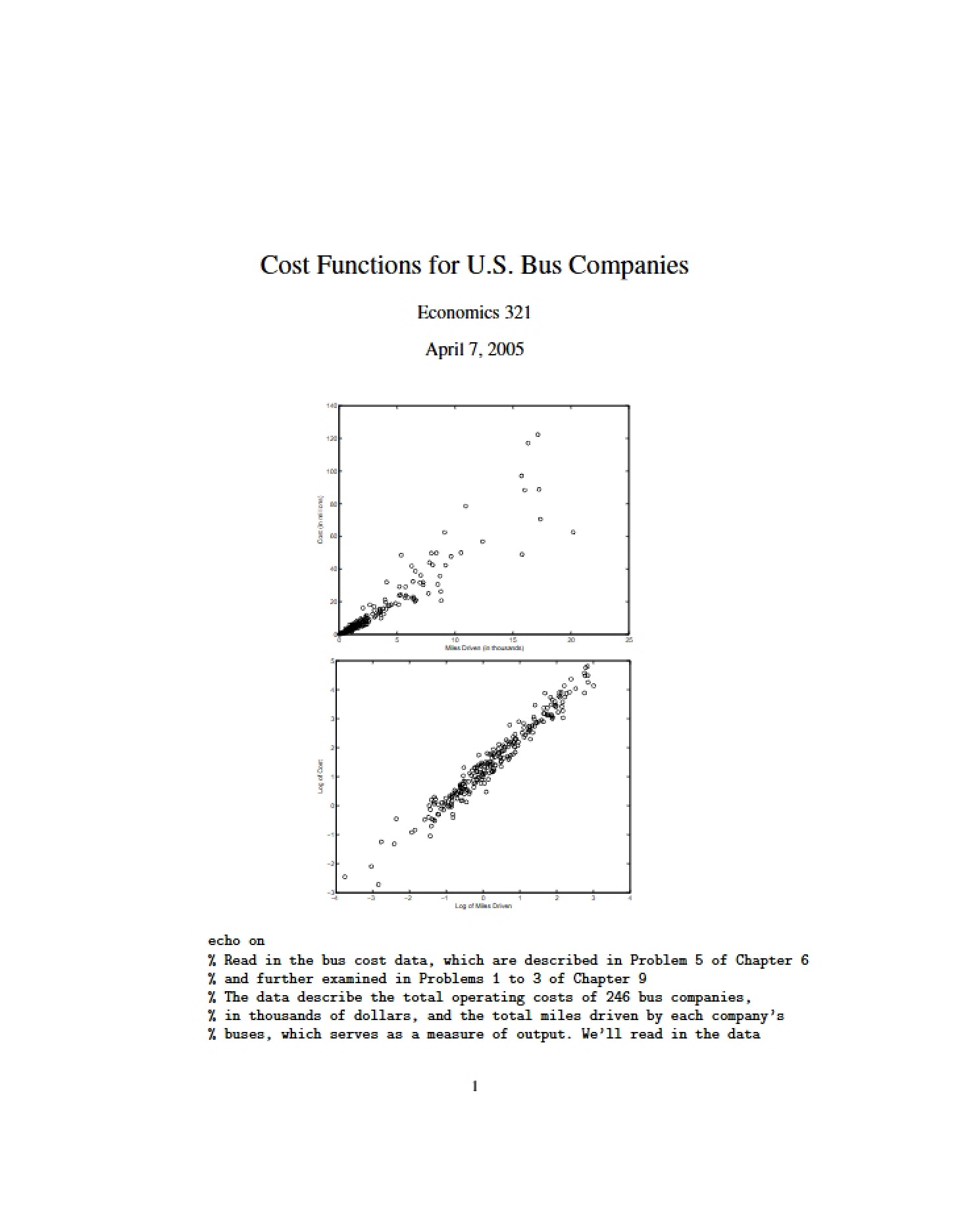 US Bus Company Cost Functions
