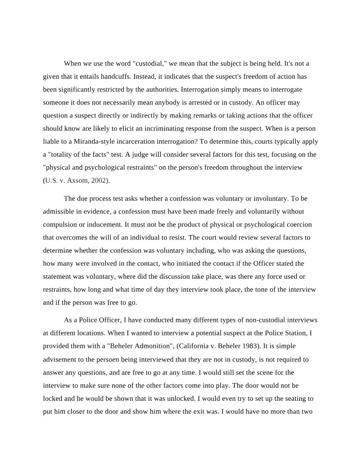 Police Custodial Interrogation and Due Process