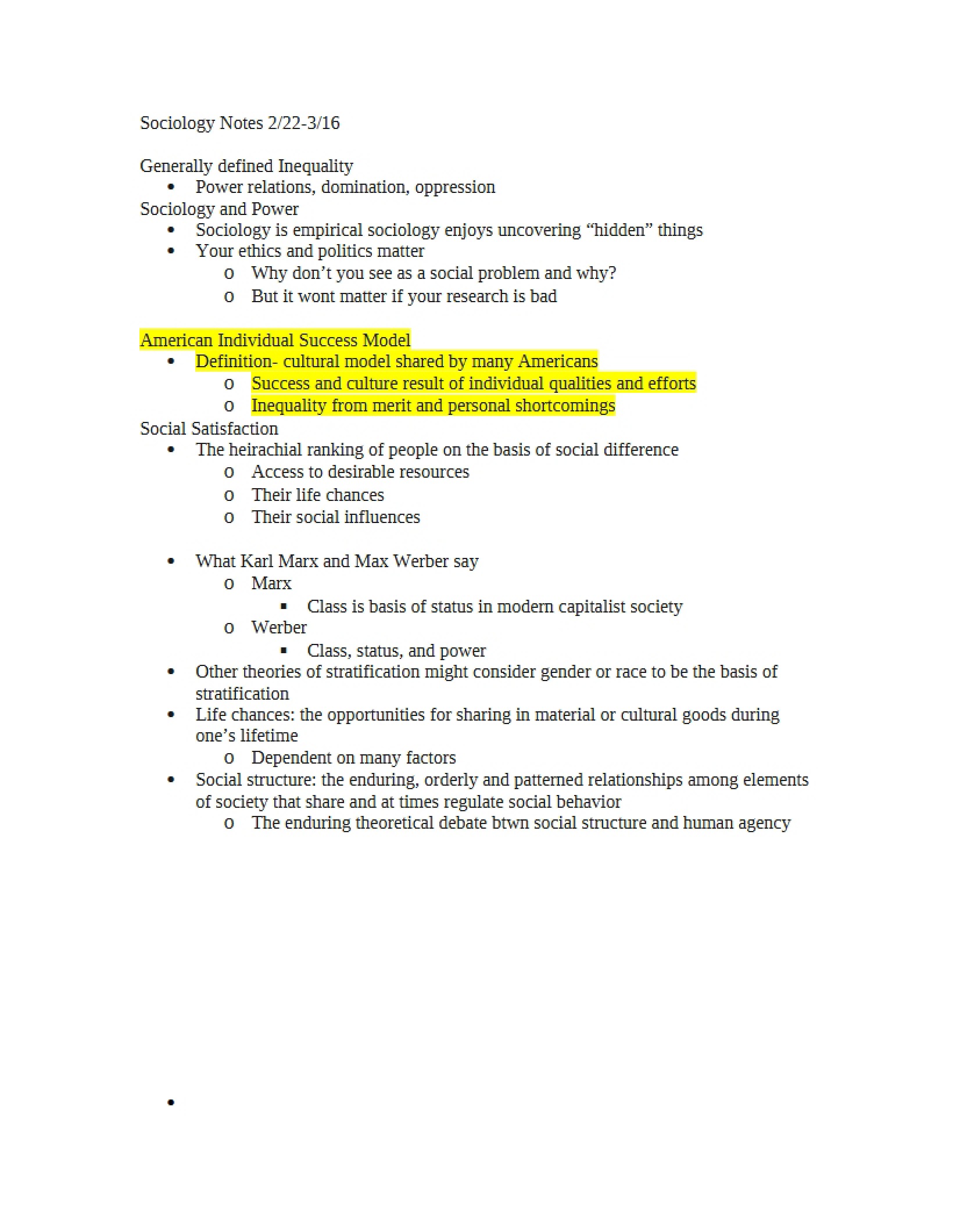 Notes on Sociology