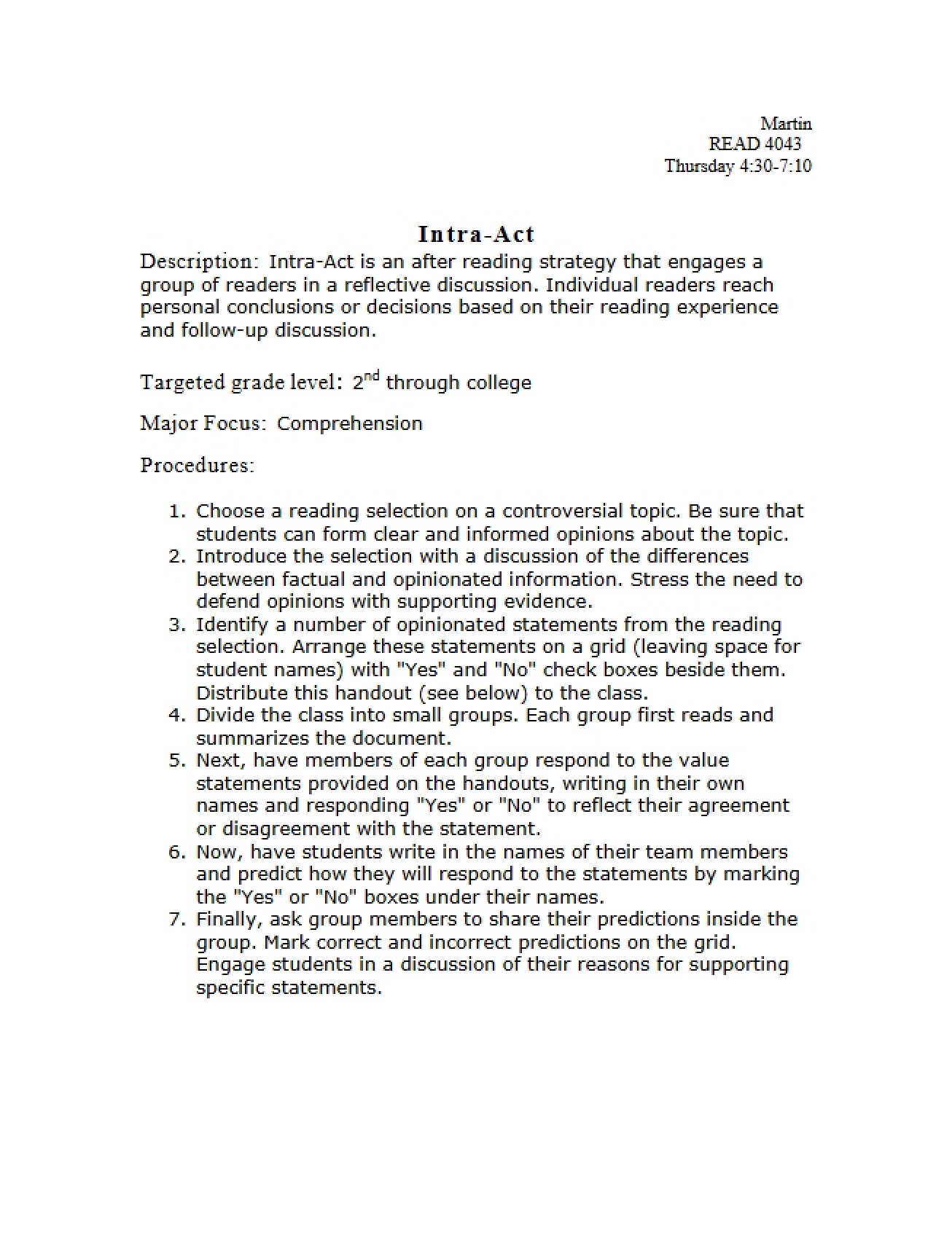 Study Notes Content Literacy