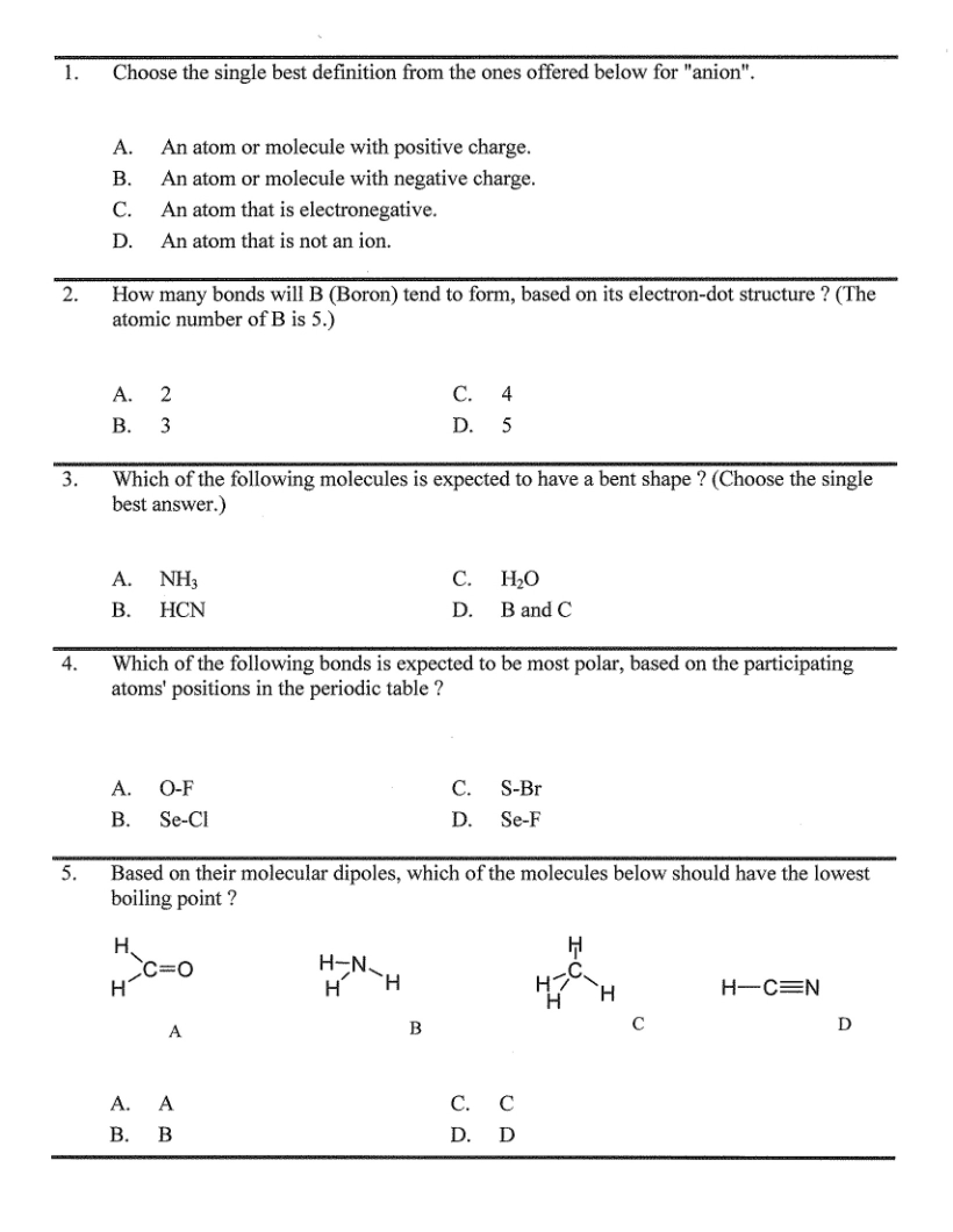 Questions for Exam Two