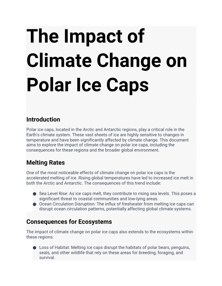 Climate Change Impact on Polar Ice Caps