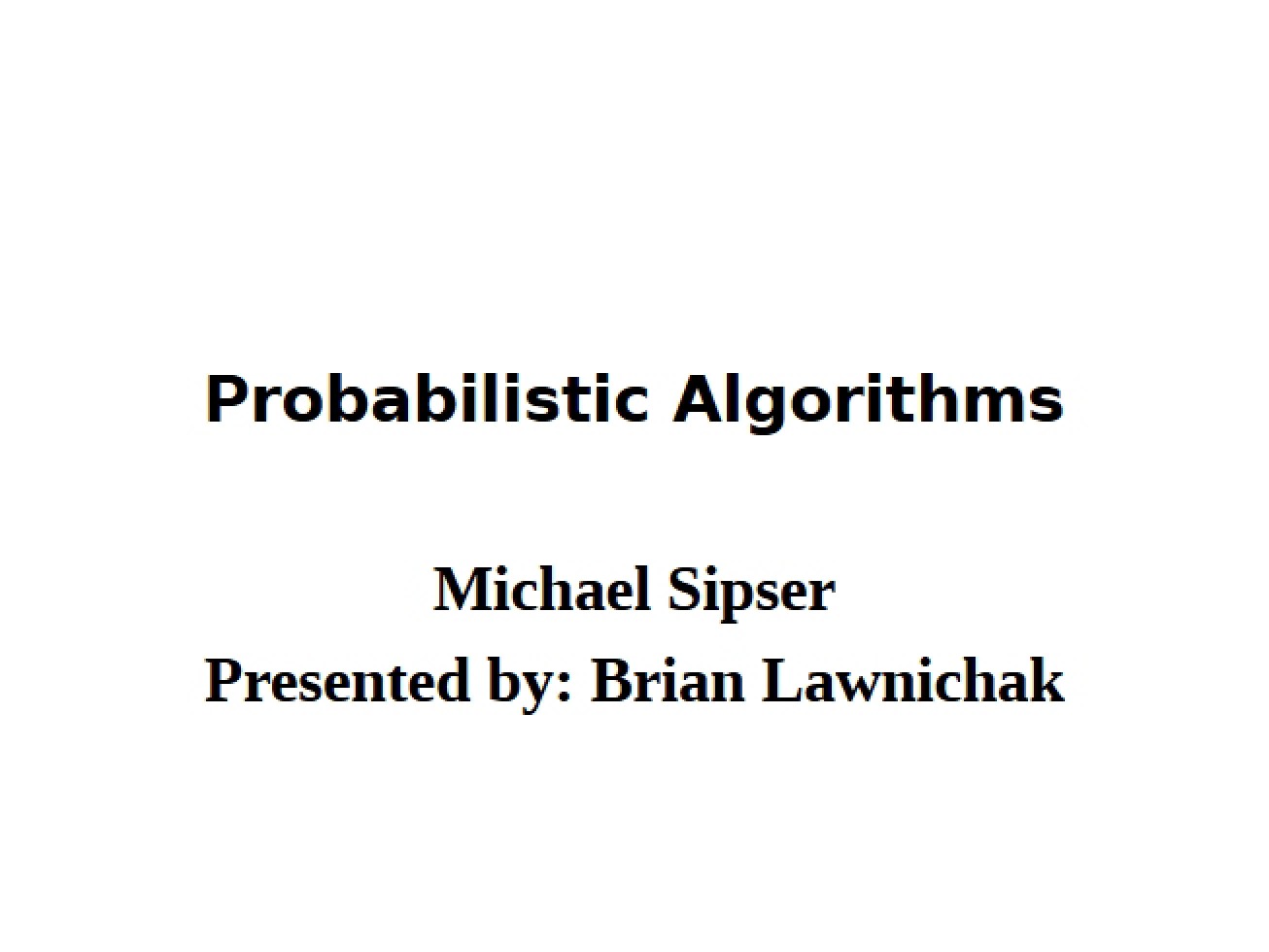 Algorithms of Probability