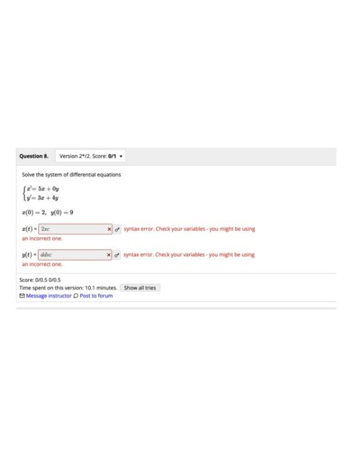 Solving Systems of Differential Equations - Syntax Error