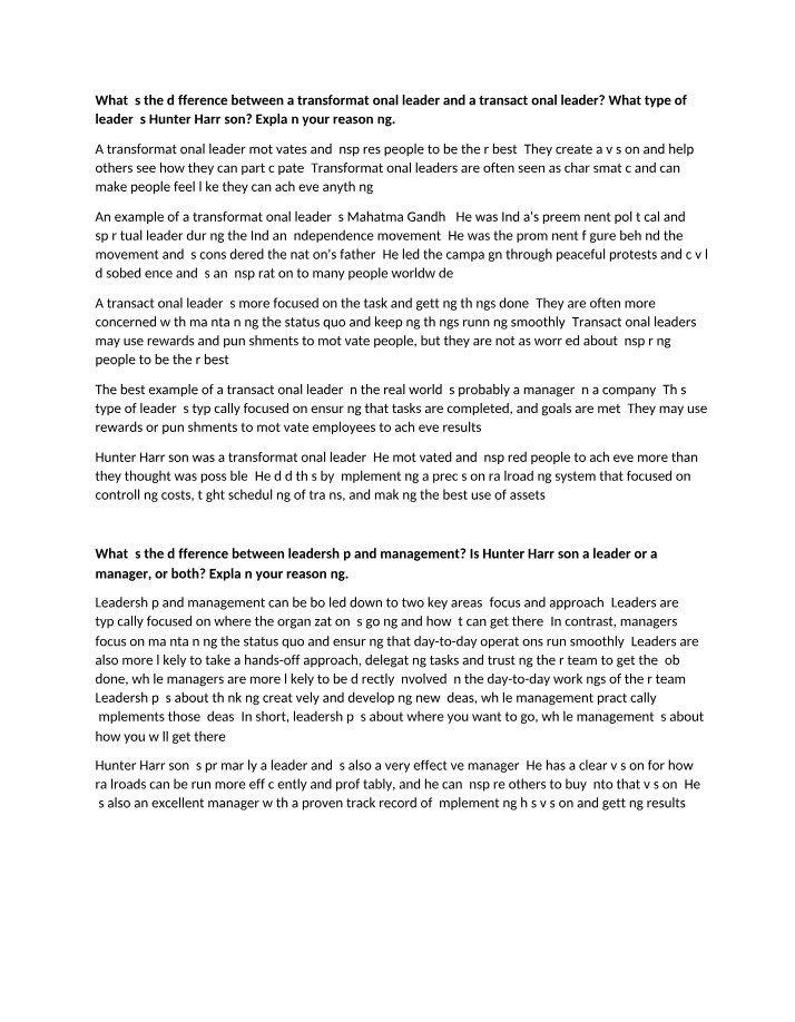 Differences Between Transactional and Transformational Leadership
