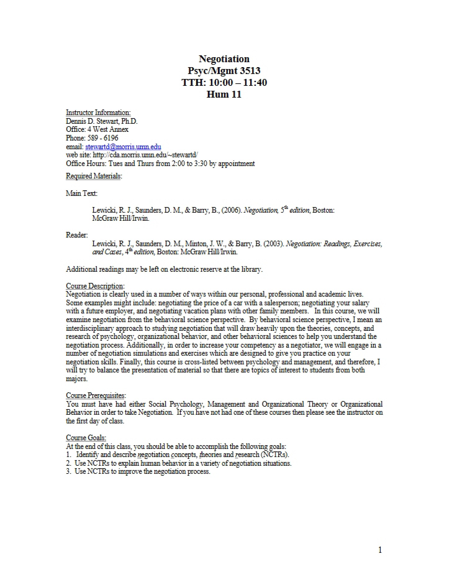 Syllabus for PSY 3513