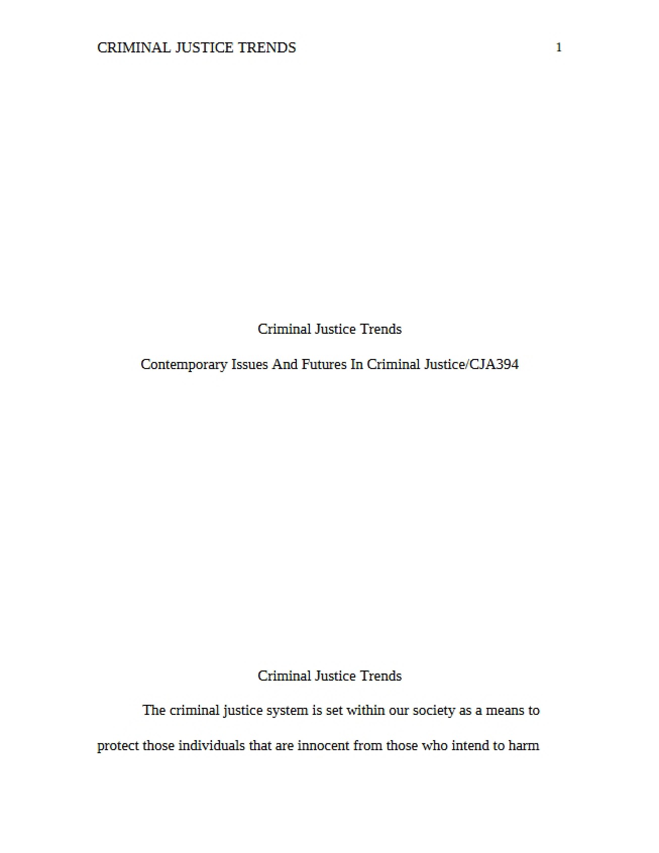 Patterns in Criminal Justice