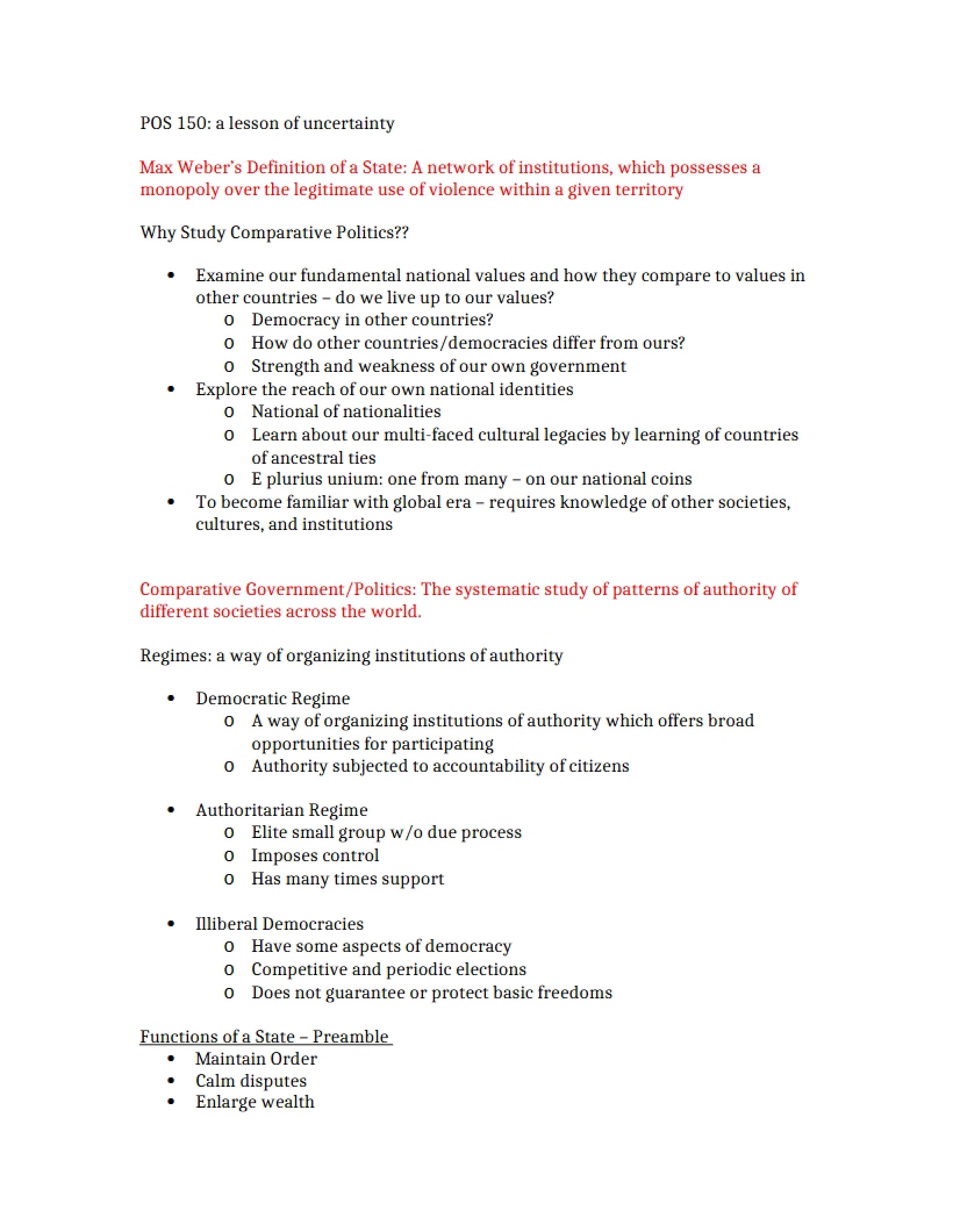 Comparative Government Notes