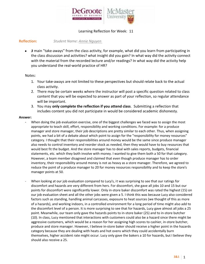 Week 11 Learning Reflection