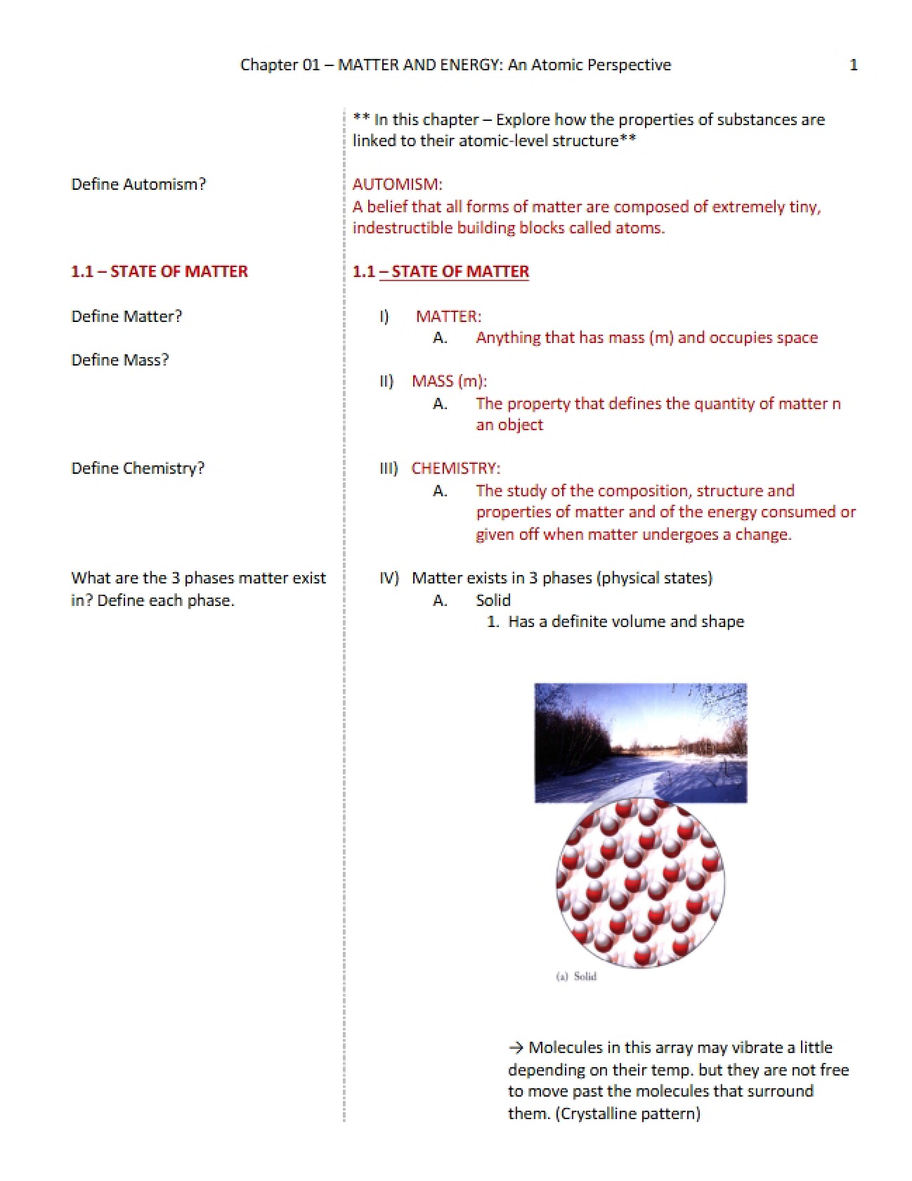 Matter and Energy: Atomic Perspective (Ch 1)
