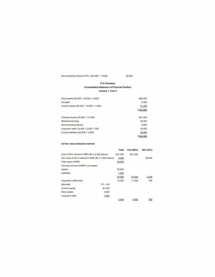 FLA Company Statement of Financial Position (Consolidated)