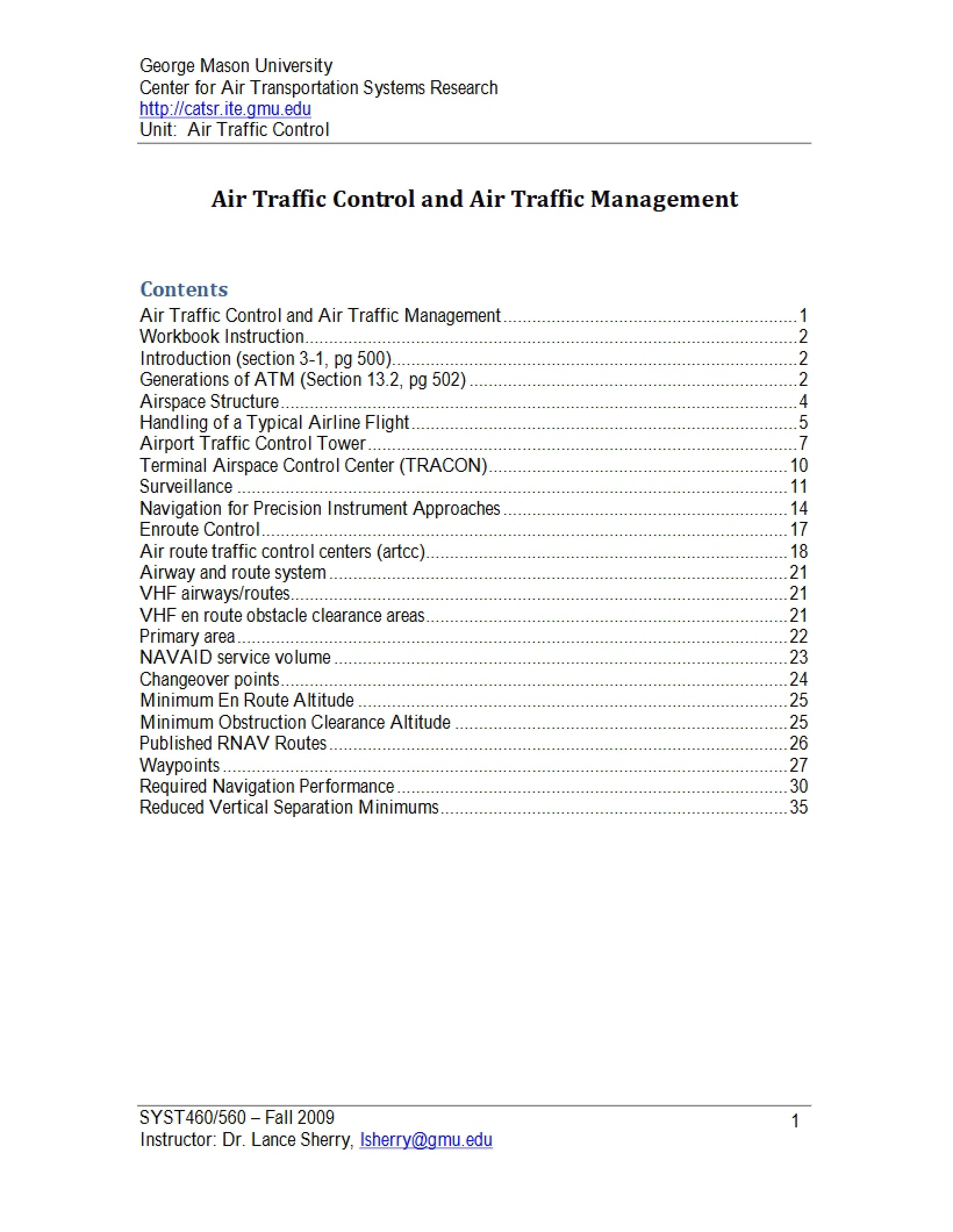 Management and Control of Air Traffic