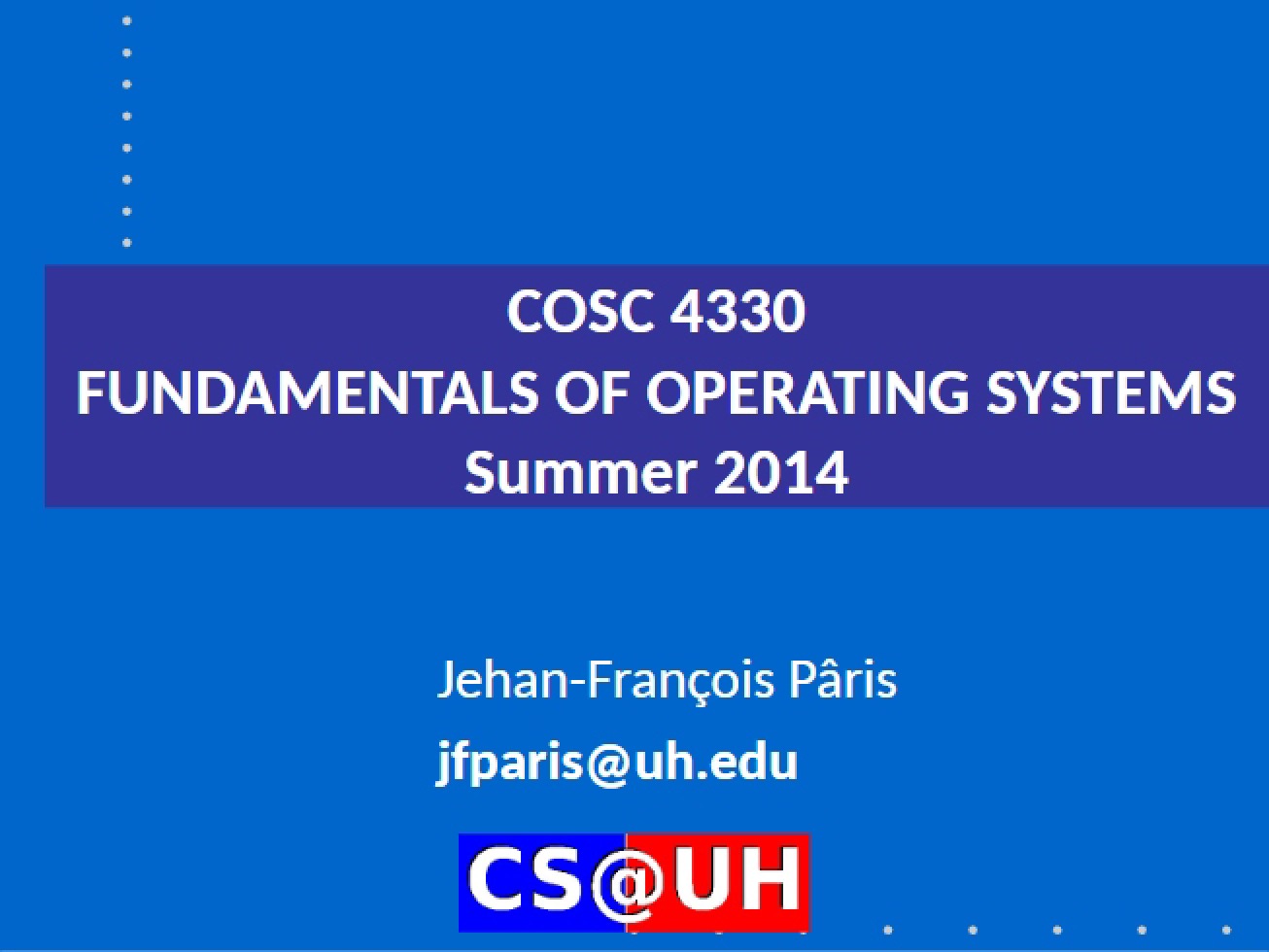 Syllabus for COSC 4330