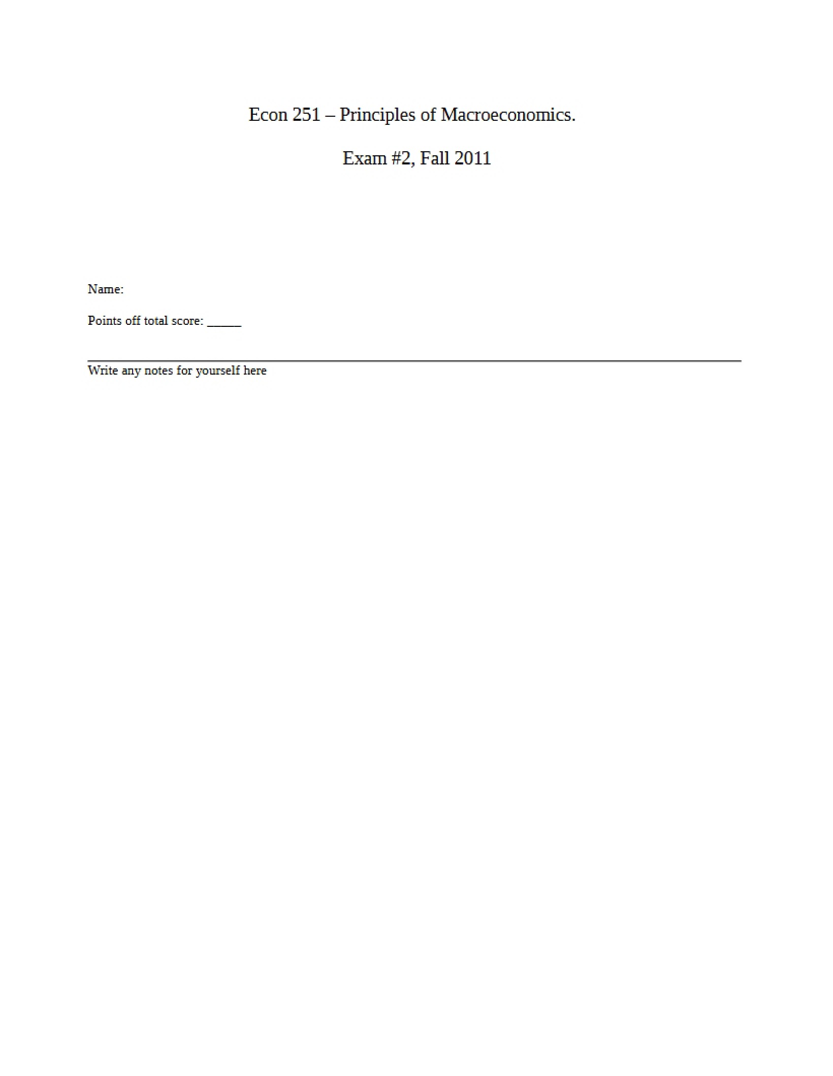 Macroeconomics Exam 2