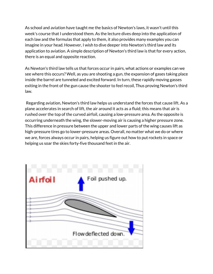 Aviation Application of Newton's Third Law