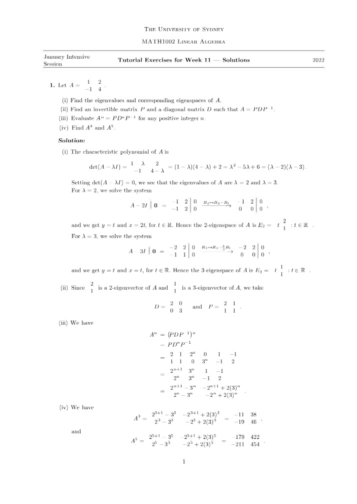 Tutorial 11 Solutions
