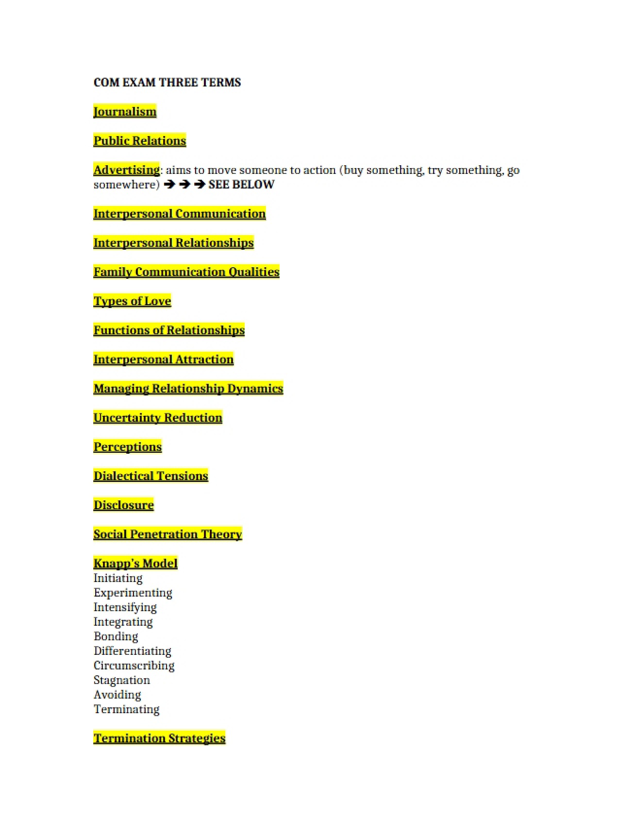 Materials for the Third Communication Exam