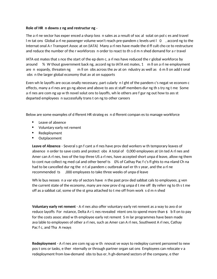 Workforce Management Strategies in Airline Downsizing and Restructuring