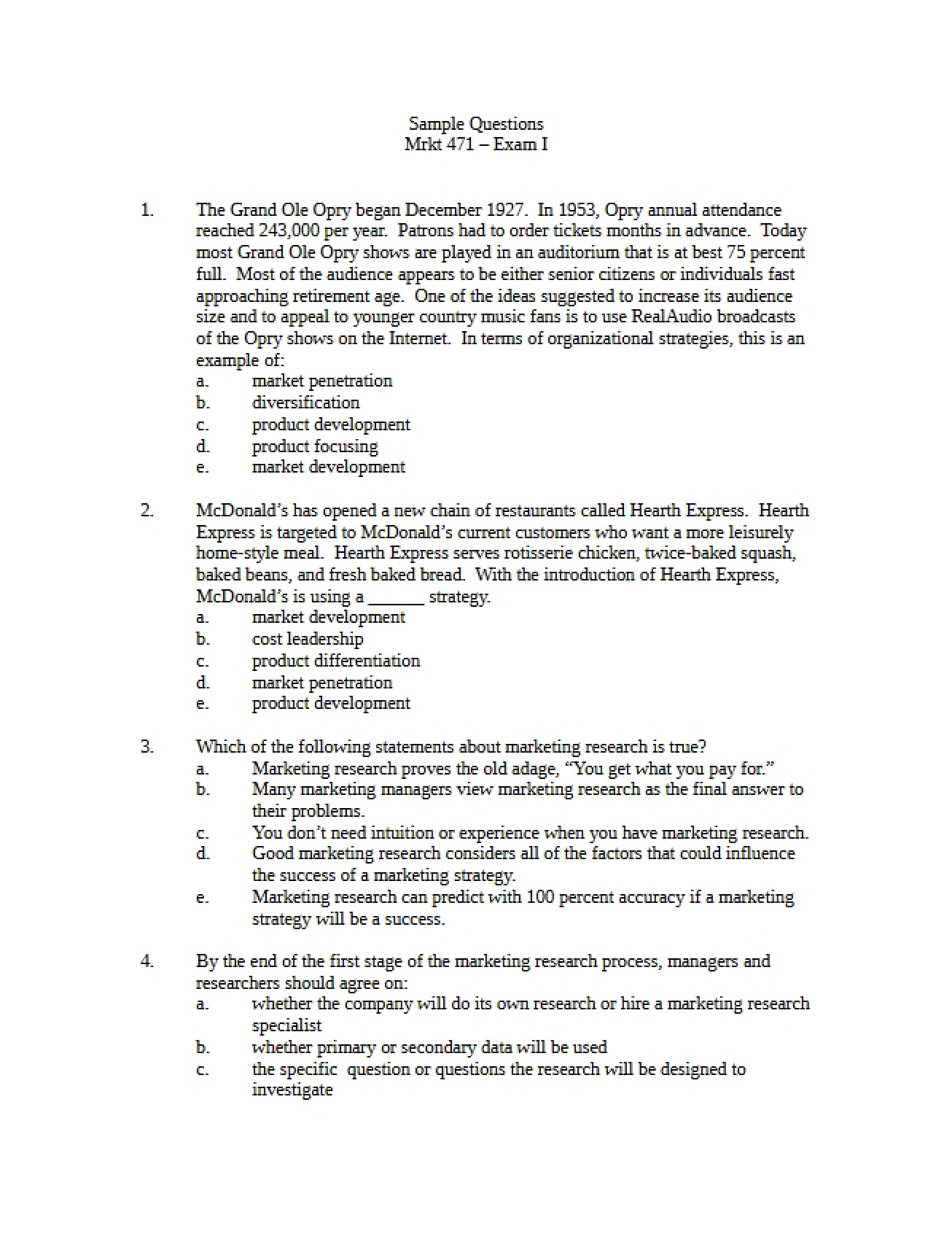 Requirements for Marketing