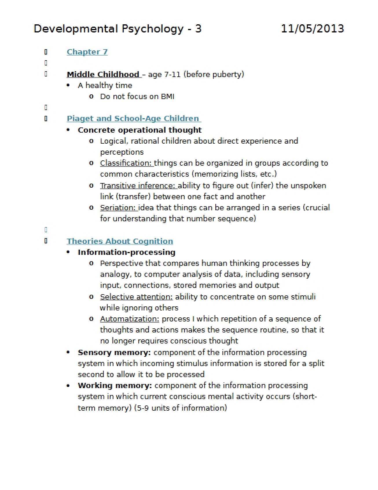 Introduction to Developmental Psychology - Part 3