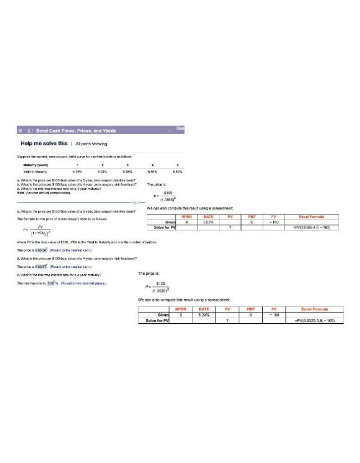 Bond Cash Flows, Prices, and Yields - Solutions and Examples