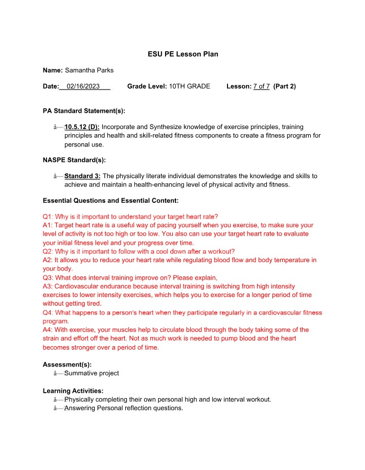 Personal Interval Workout for Cardiovascular Health