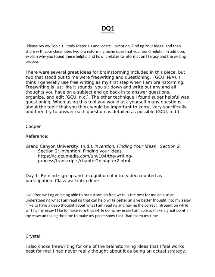 Assignments - DQ1 and DQ2