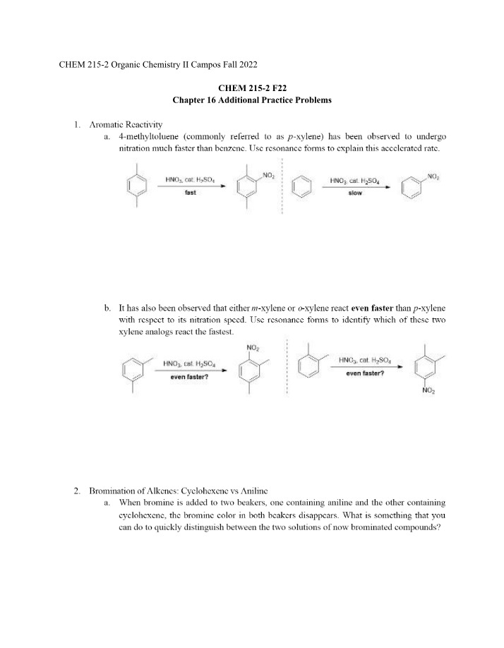 Additional Practice Problems for CHEM 215-2 Chapter 16