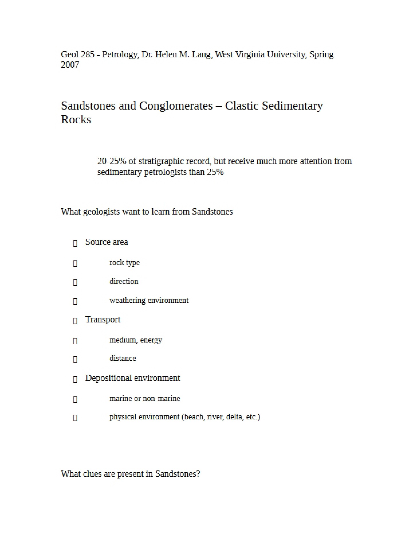 Conglomerates and Sandstones