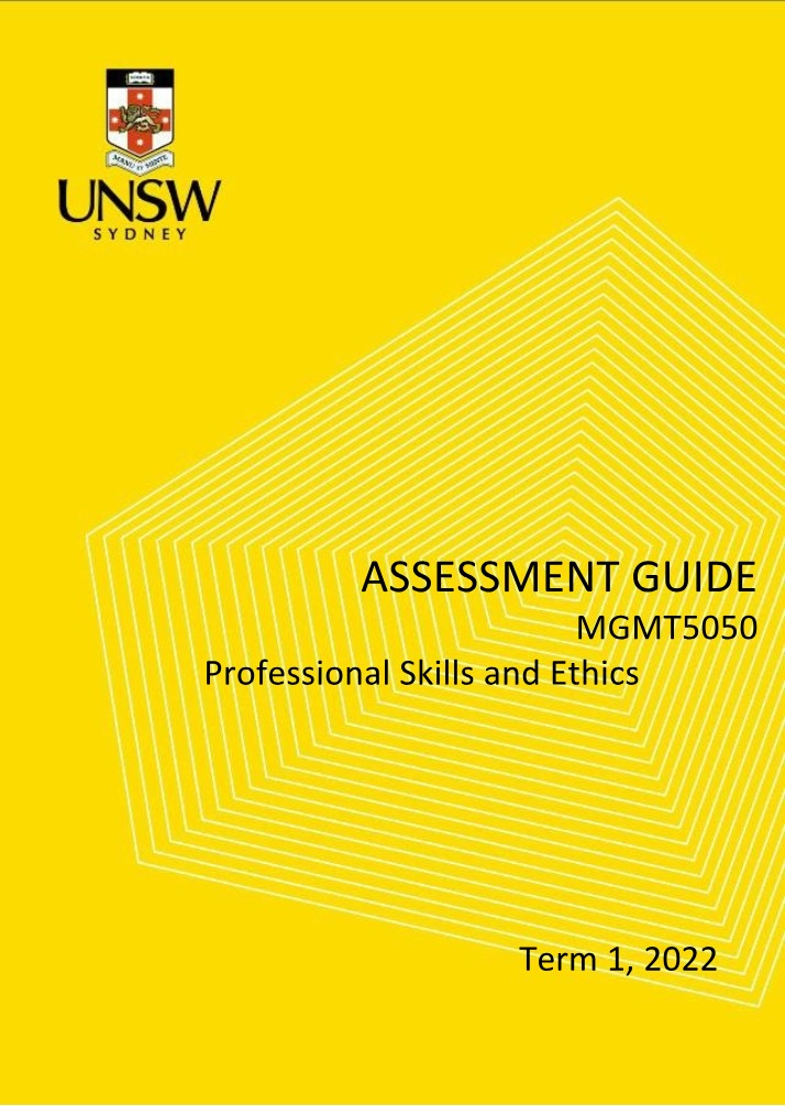 Assessment Guide - MGMT5050 T1 2022