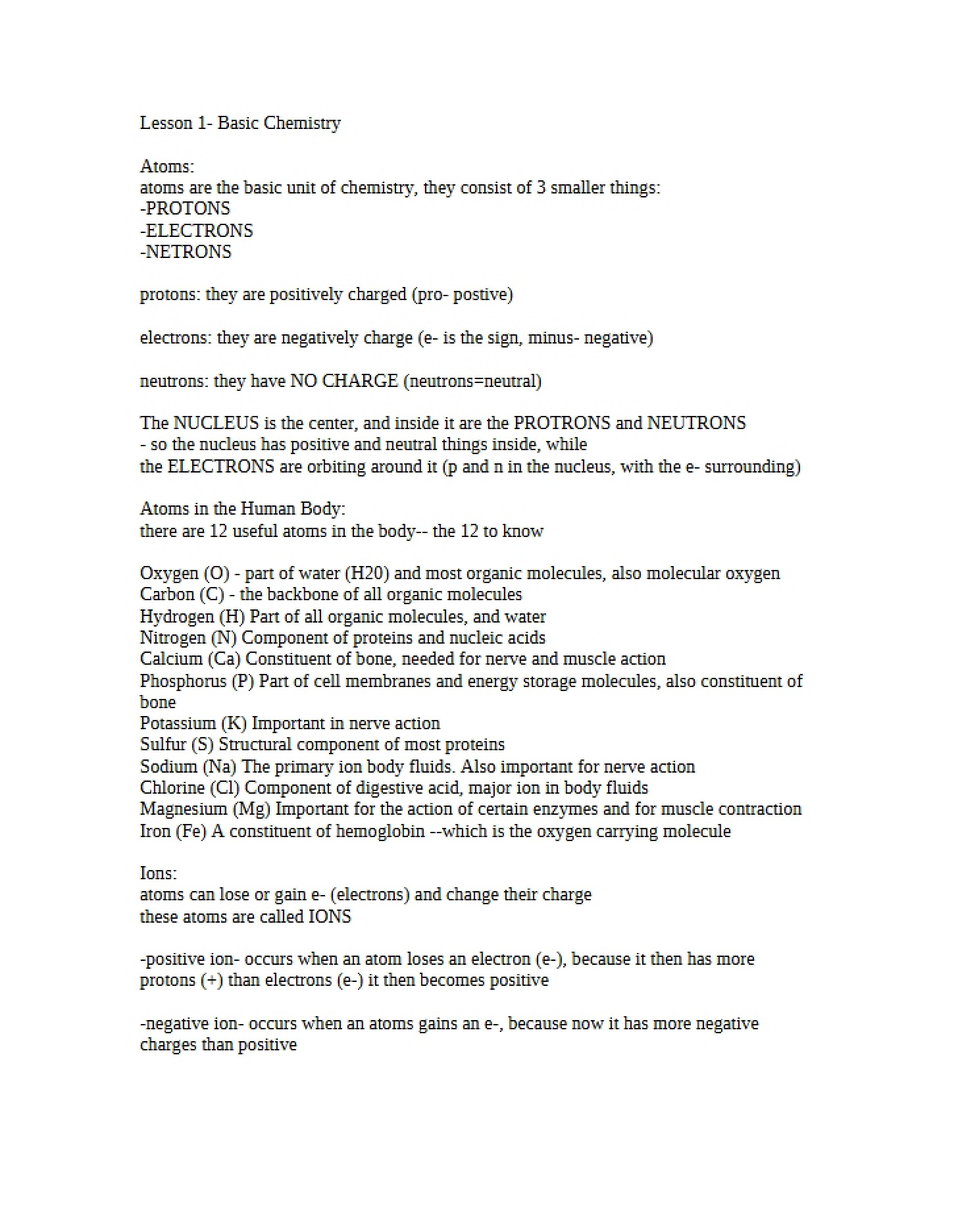Introduction to Chemistry Lesson 1