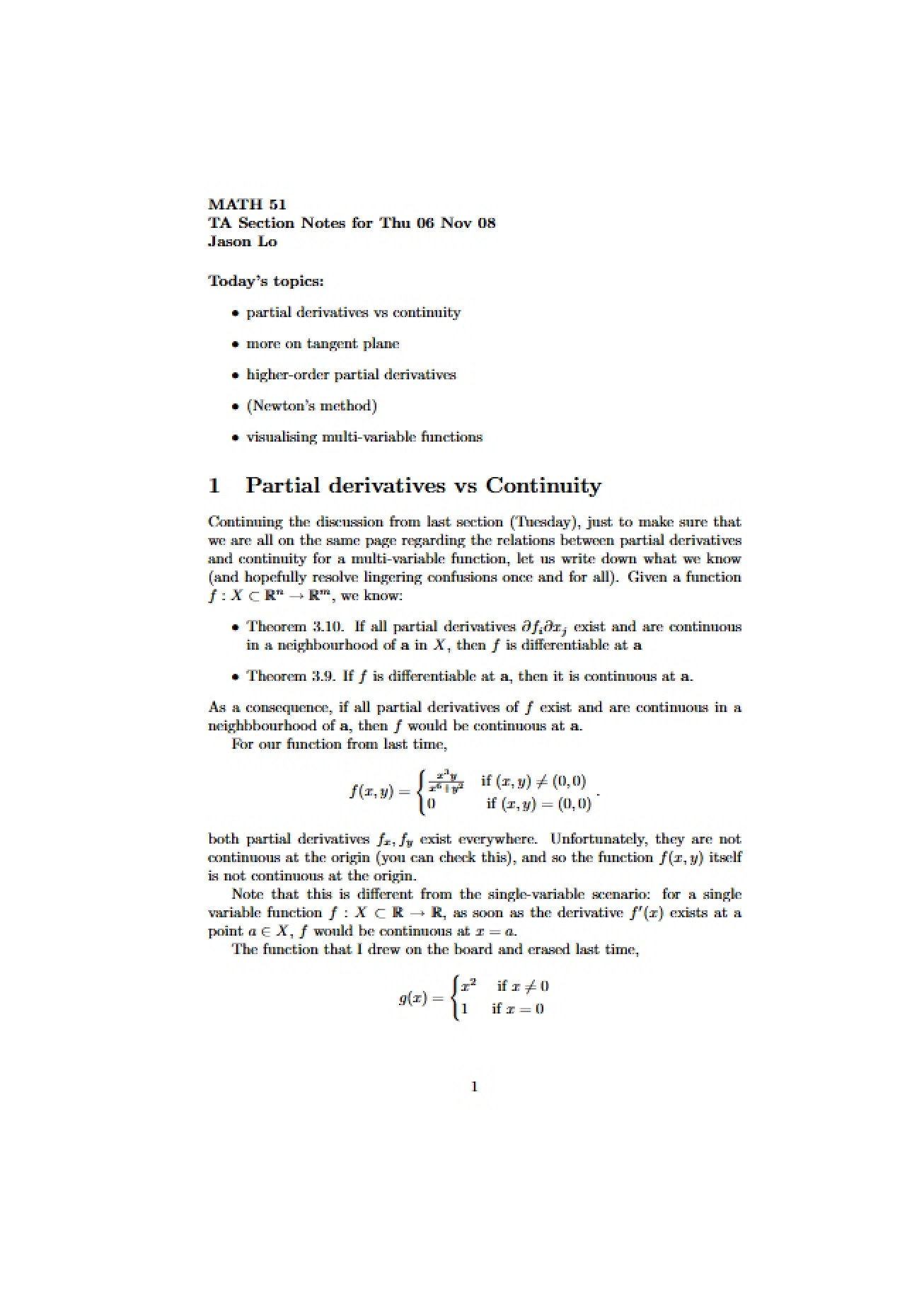 Notes from the TA Section