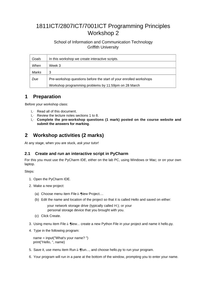 Programming Principles Workshop 2